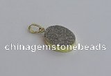 NGP7491 15*20mm oval plated druzy agate gemstone pendants