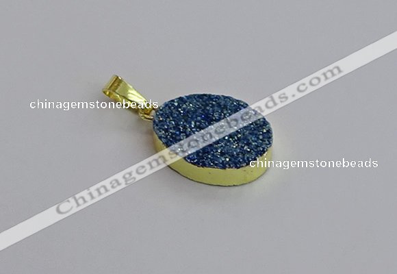 NGP7493 15*20mm oval plated druzy agate gemstone pendants