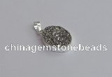 NGP7505 15*20mm oval plated druzy agate gemstone pendants