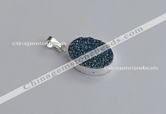 NGP7507 15*20mm oval plated druzy agate gemstone pendants