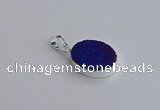 NGP7509 15*20mm oval plated druzy agate gemstone pendants