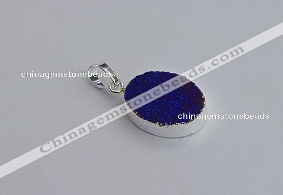 NGP7509 15*20mm oval plated druzy agate gemstone pendants