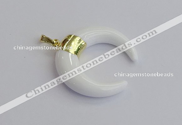 NGP7515 35*38mm horn white porcelain pendants wholesale