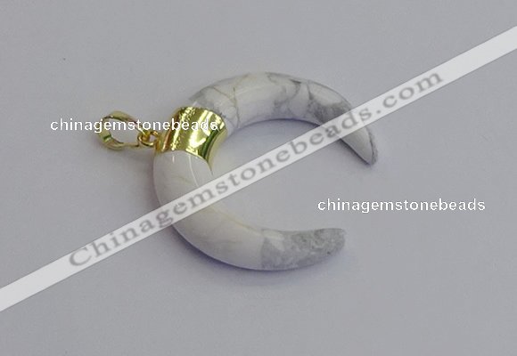 NGP7516 35*38mm horn white howlite pendants wholesale