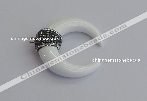 NGP7525 35*38mm horn white porcelain pendants wholesale