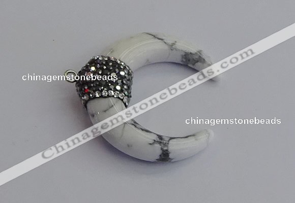 NGP7526 35*38mm horn white howlite pendants wholesale