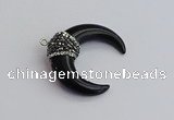 NGP7530 35*38mm horn black agate pendants wholesale