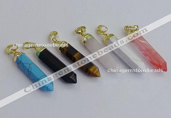 NGP7550 8*40mm sticks mixed gemstone pendants wholesale