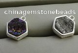 NGP7571 12*12mm hexagon plated druzy agate pendants wholesale