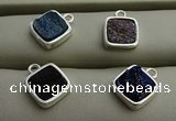 NGP7576 12*12mm square plated druzy agate pendants wholesale