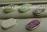 NGP7580 10*15mm oval plated druzy agate pendants wholesale