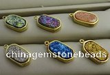 NGP7581 10*15mm oval plated druzy agate pendants wholesale