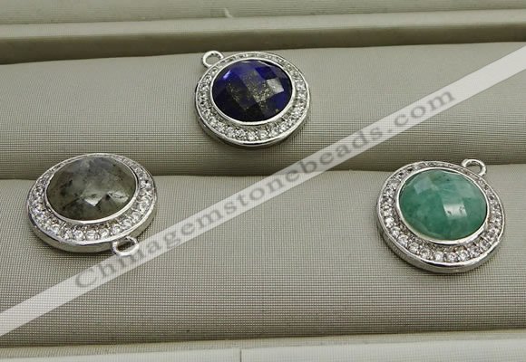 NGP7591 11mm coin mixed gemstone pendants wholesale