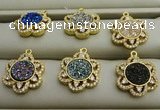 NGP7594 18mm flower plated druzy agate pendants wholesale