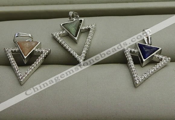 NGP7604 16*19mm arrowhead mixed gemstone pendants wholesale