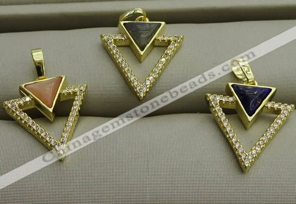 NGP7605 16*19mm arrowhead mixed gemstone pendants wholesale