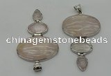 NGP8001 50*82mm - 52*86mm rose quartz pendant set jewelry