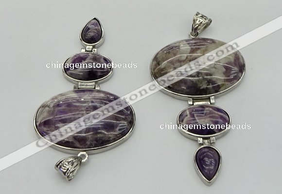 NGP8005 50*82mm - 52*86mm dogtooth amethyst pendant set jewelry