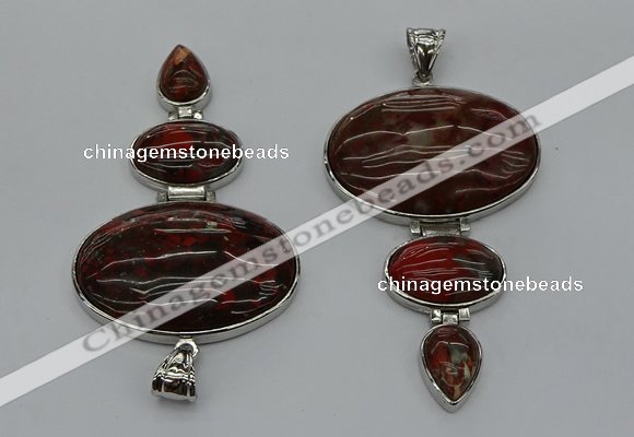 NGP8017 50*82mm - 52*86mm brecciated jasper pendant set jewelry