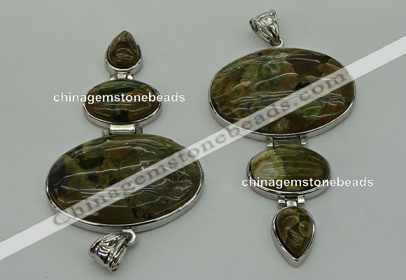 NGP8020 50*82mm - 52*86mm rhyolite gemstone pendant set jewelry