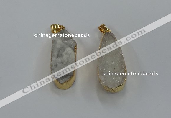 NGP8500 15*33mm - 17*40mm flat teardrop druzy agate pendants