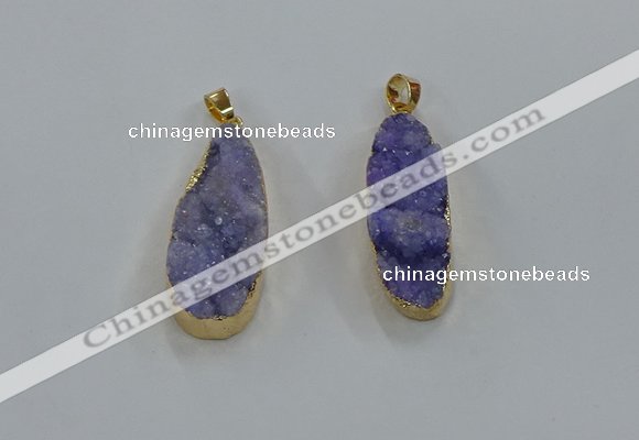 NGP8502 15*33mm - 17*40mm flat teardrop druzy agate pendants