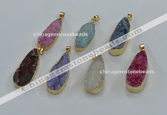 NGP8509 15*33mm - 17*40mm flat teardrop druzy agate pendants