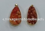 NGP8512 25*48mm - 27*52mm flat teardrop druzy agate pendants