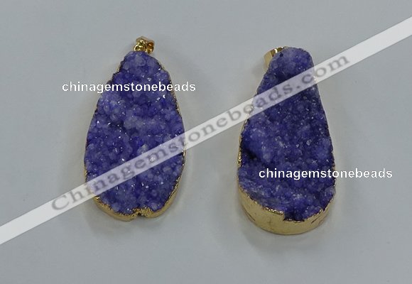 NGP8513 25*48mm - 27*52mm flat teardrop druzy agate pendants