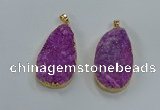 NGP8514 25*48mm - 27*52mm flat teardrop druzy agate pendants