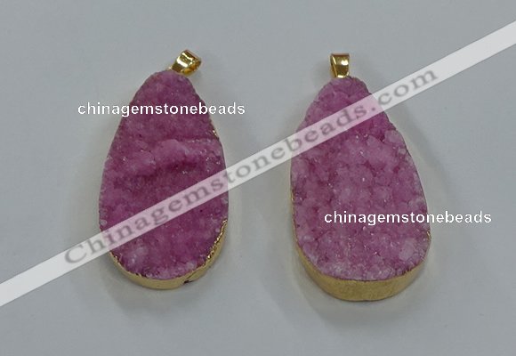 NGP8515 25*48mm - 27*52mm flat teardrop druzy agate pendants