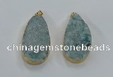 NGP8517 25*48mm - 27*52mm flat teardrop druzy agate pendants