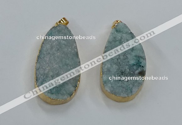 NGP8517 25*48mm - 27*52mm flat teardrop druzy agate pendants