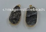 NGP8519 25*48mm - 27*52mm flat teardrop druzy agate pendants