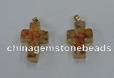 NGP8533 22*30mm - 25*35mm cross druzy agate pendants wholesale