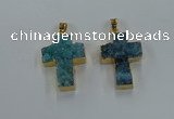 NGP8537 22*30mm - 25*35mm cross druzy agate pendants wholesale
