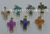 NGP8541 22*30mm - 25*35mm cross druzy agate pendants wholesale