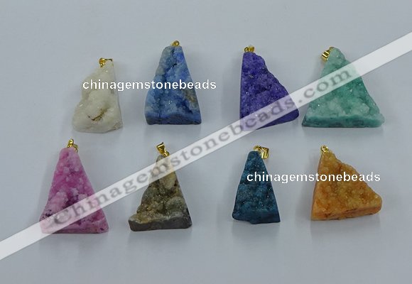 NGP8583 18*25mm - 25*40mm triangle druzy agate pendants wholesale