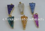 NGP8602 13*40mm - 20*35mm triangle druzy agate pendants wholesale