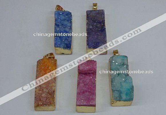 NGP8613 15*35mm - 16*40mm rectangle druzy agate pendants wholesale