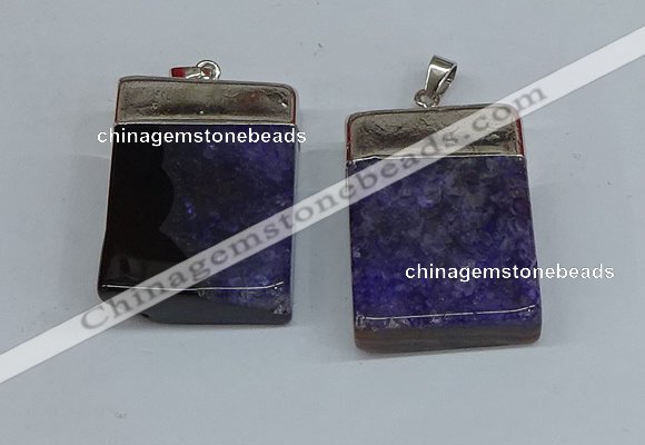 NGP8679 26*36mm rectangle druzy agate pendants wholesale