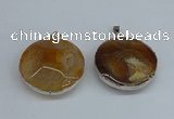 NGP8698 38mm - 40mm flat round agate pendants wholesale