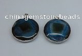 NGP8701 38mm - 40mm flat round agate pendants wholesale