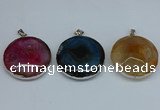 NGP8704 38mm - 40mm flat round agate pendants wholesale