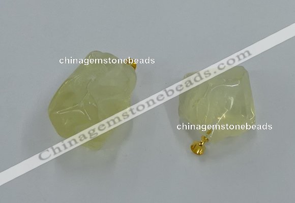 NGP8857 20*25mm - 30*40mm nuggets lemon quartz pendants wholesale