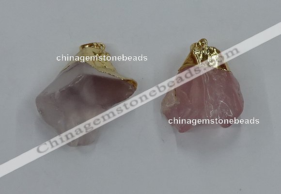 NGP8861 20*25mm - 30*40mm nuggets rose quartz gemstone pendants