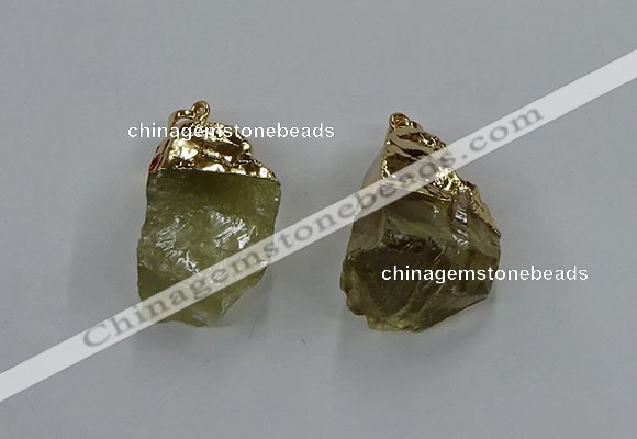 NGP8863 20*25mm - 30*40mm nuggets lemon quartz gemstone pendants