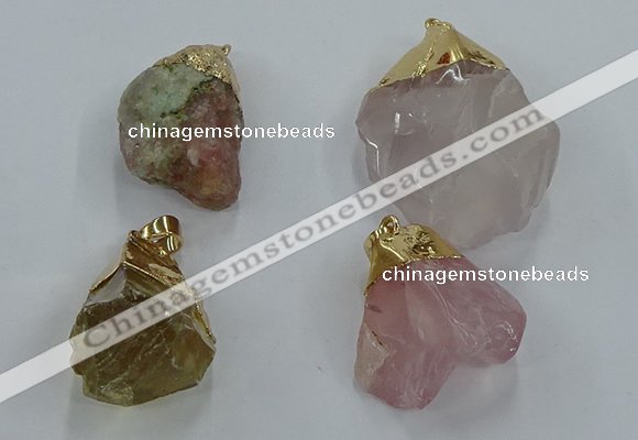 NGP8868 20*25mm - 30*40mm nuggets mixed quartz gemstone pendants