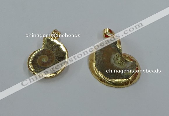 NGP8872 22*26mm - 30*35mm carved ammonite gemstone pendants