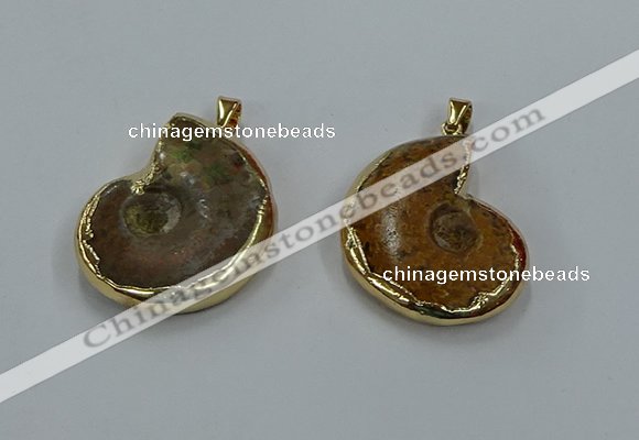 NGP8874 22*26mm - 30*35mm carved ammonite gemstone pendants